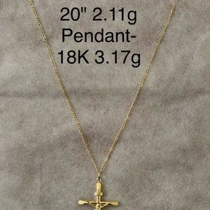 Real 18K solid gold necklace and pendant